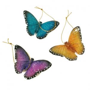 Set Of 3 Assorted Colored Butterflies Ornaments