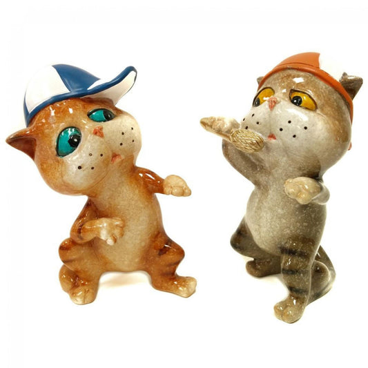 Set Of 2 Rapping Kitties Figurine