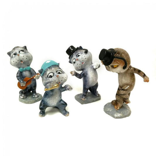 Set Of 4 Band Of Singing Cats Figurine