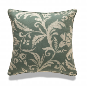 Green And White Floral Pattern With Feather Down Insert Pillow