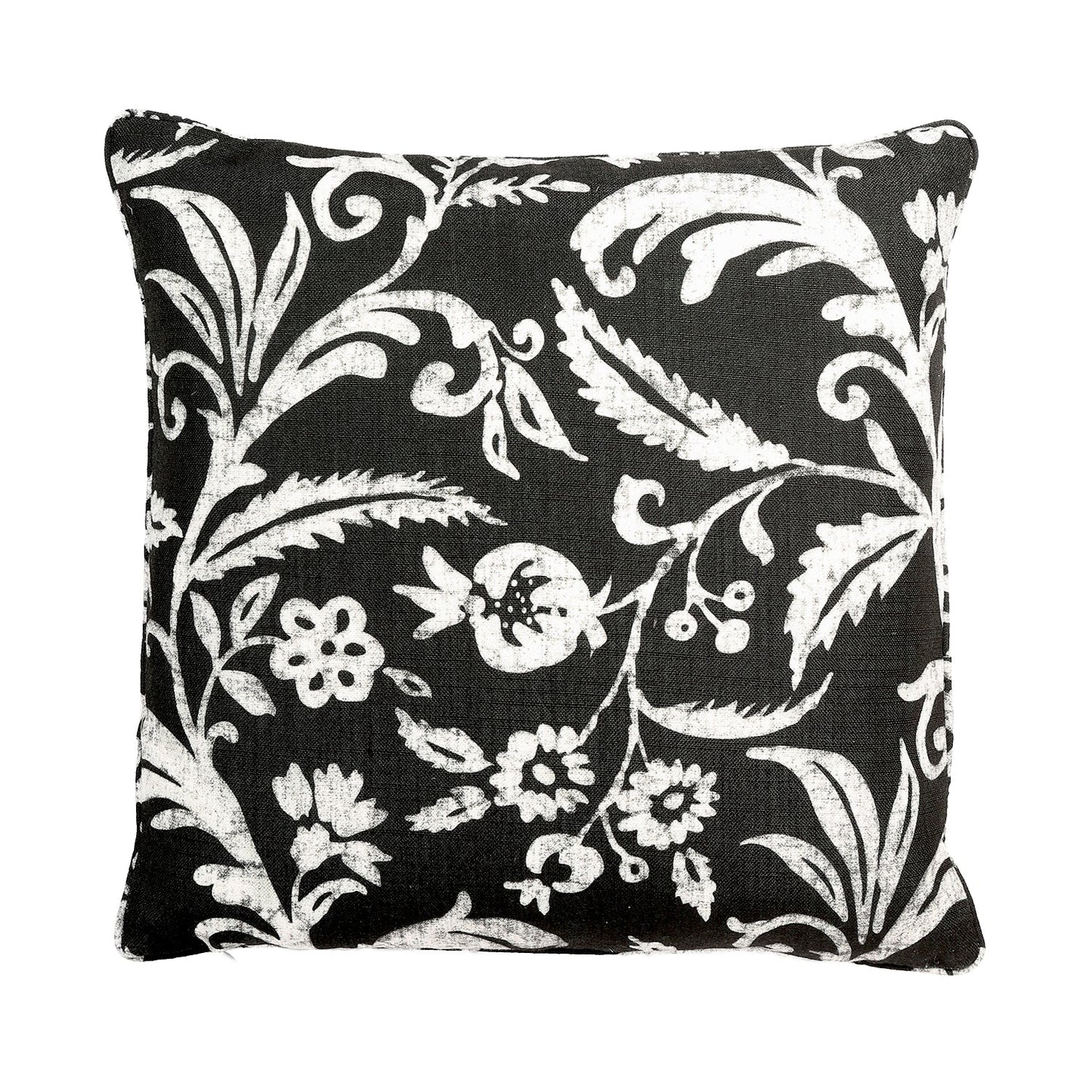 Black And White Floral Pattern With Feather Down Insert Pillow