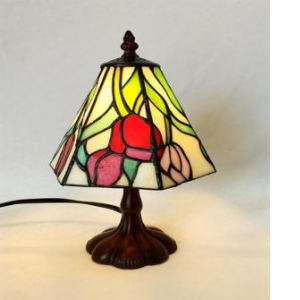 Red Flower Tiffany Style Glass Table Lamp