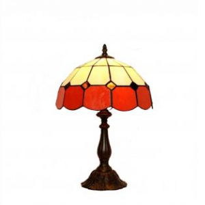 Two Toned Stain Glass With Metal Base Table Lamp