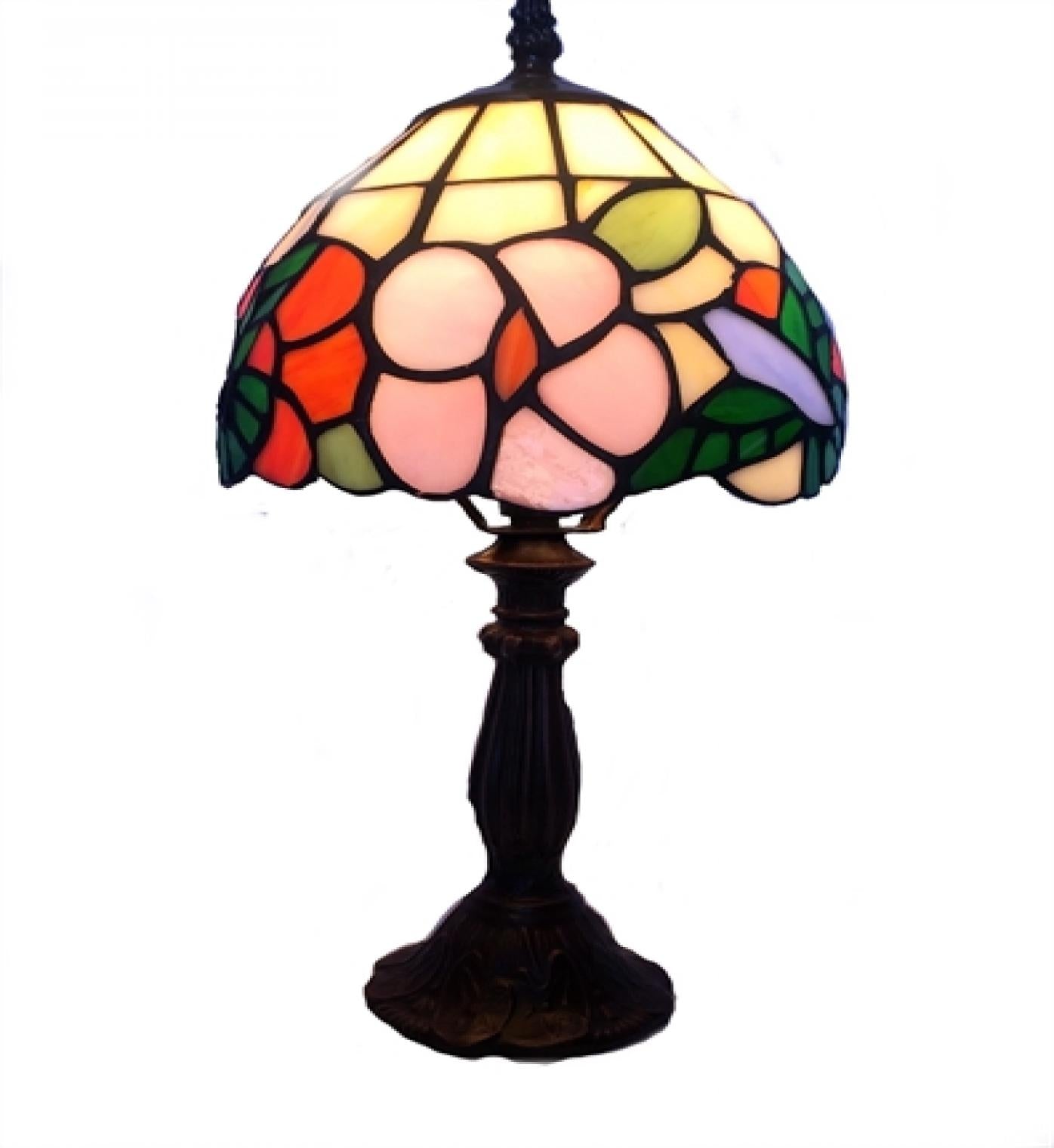 Floral Patterned Stained Glass Table Lamp