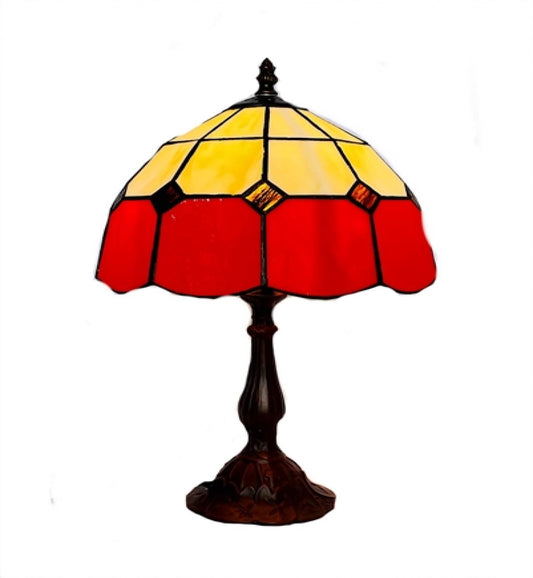 Yellow And Red With Diamonds Stained Glass Table Lamp