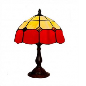 Yellow And Red With Diamonds Stained Glass Table Lamp