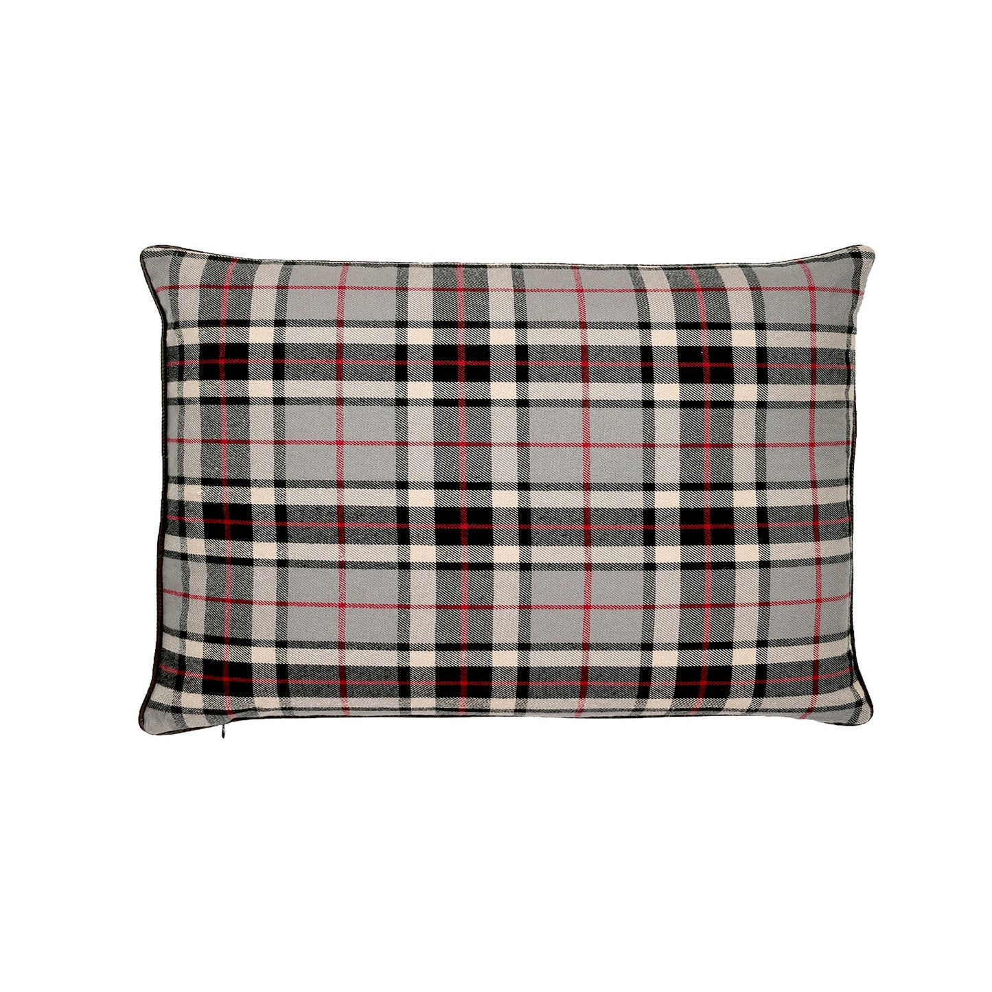 Grays, Red And White Tartan With Feather Down Insert Pillow