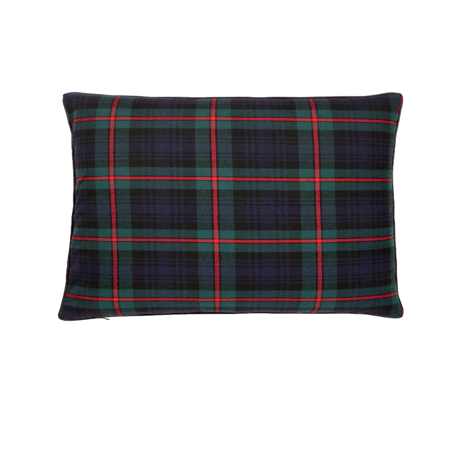 Forest Green, Navy Blue And Red Plaid Lumbar With Feather Down Insert Pillow