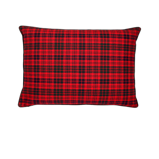 Red And Black Tartan With Feather Down Insert Pillow