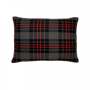 Dark Gray,Black, And Red Tartan Plaid With Feather Down Insert Pillow