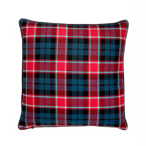 Red And Evening Blue Tartan Pattern Square With Featherdown Insert Pillow