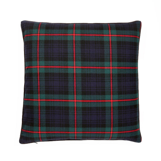 Green, Blue And Red Tartan Pattern Throw With Featherdown Insert Pillow