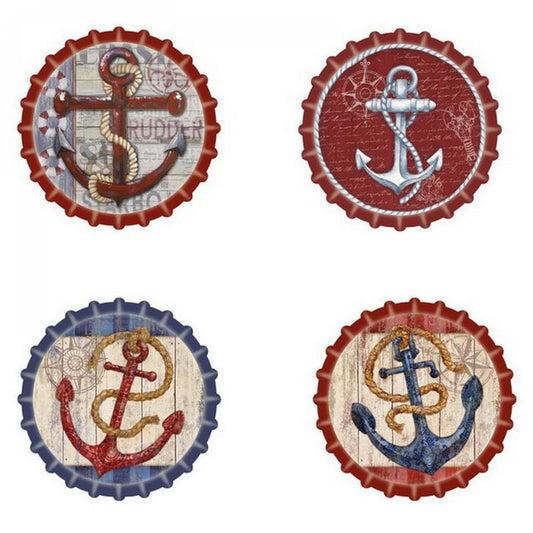 Set Of 4 Nautical Anchors Themed Coasters