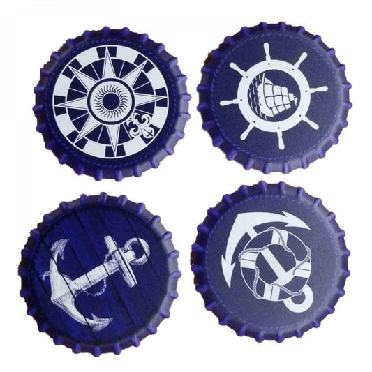 Set Of 4 Blue And White Nautical Theme Coasters