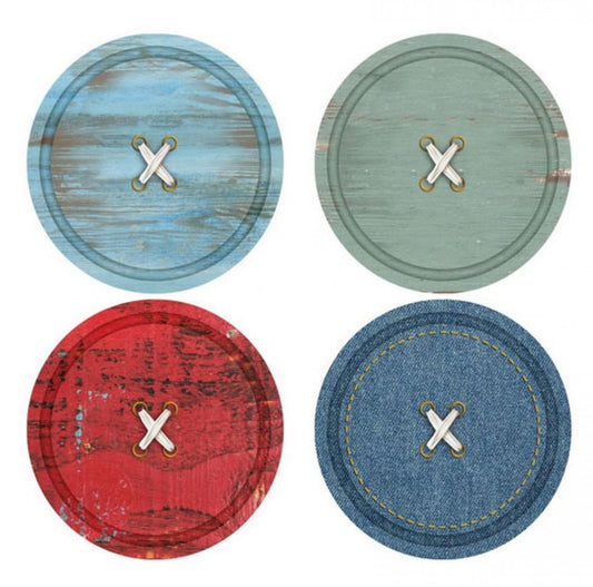 Set Of 4 Assorted Colors Button Style Coasters