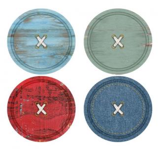 Set Of 4 Assorted Colors Button Style Coasters