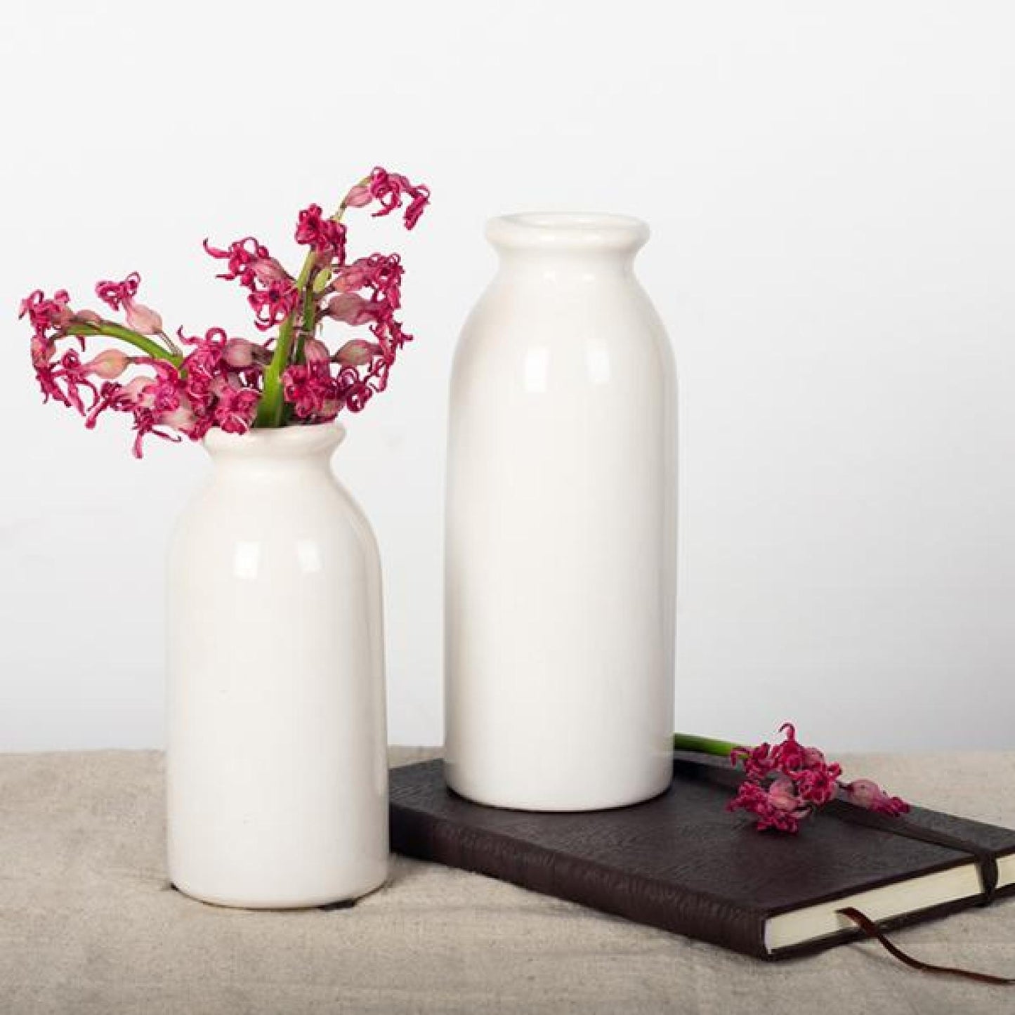 Set Of 2 White Minimalist Vase