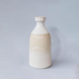 White And Beige Stripes And Arches Patterned Vase