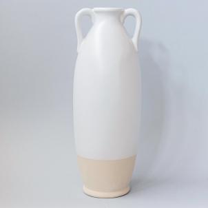 Cream And White Elephant Ears Handled Vase