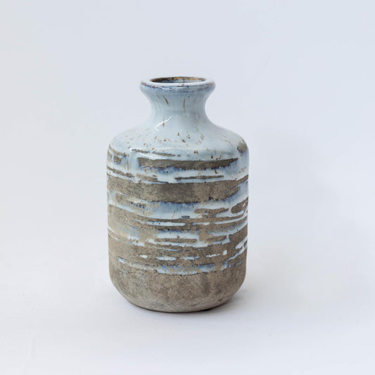 Striped Ceramic Jug Shaped Vase
