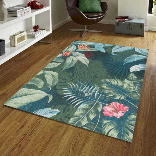 Eden Outdoor Tropical Leaves And Flowers Rug