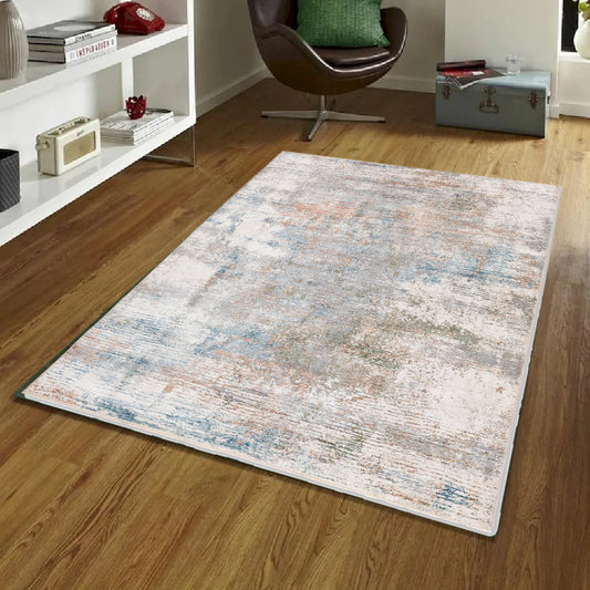 Elaxi Blue,Brown,Gray And White Patterned Rug