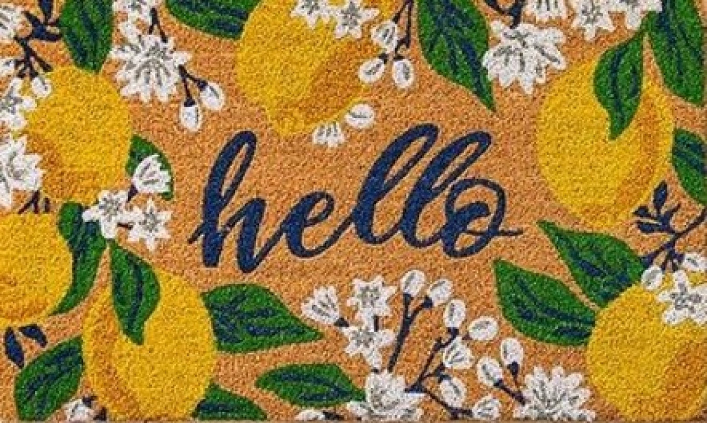 Hello With Lemons And Flowers Doormat