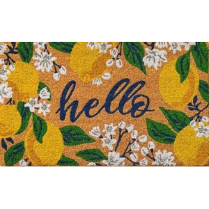 Hello With Lemons And Flowers Doormat