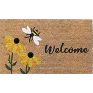 Welcome Bee Flying To Flowers Doormat