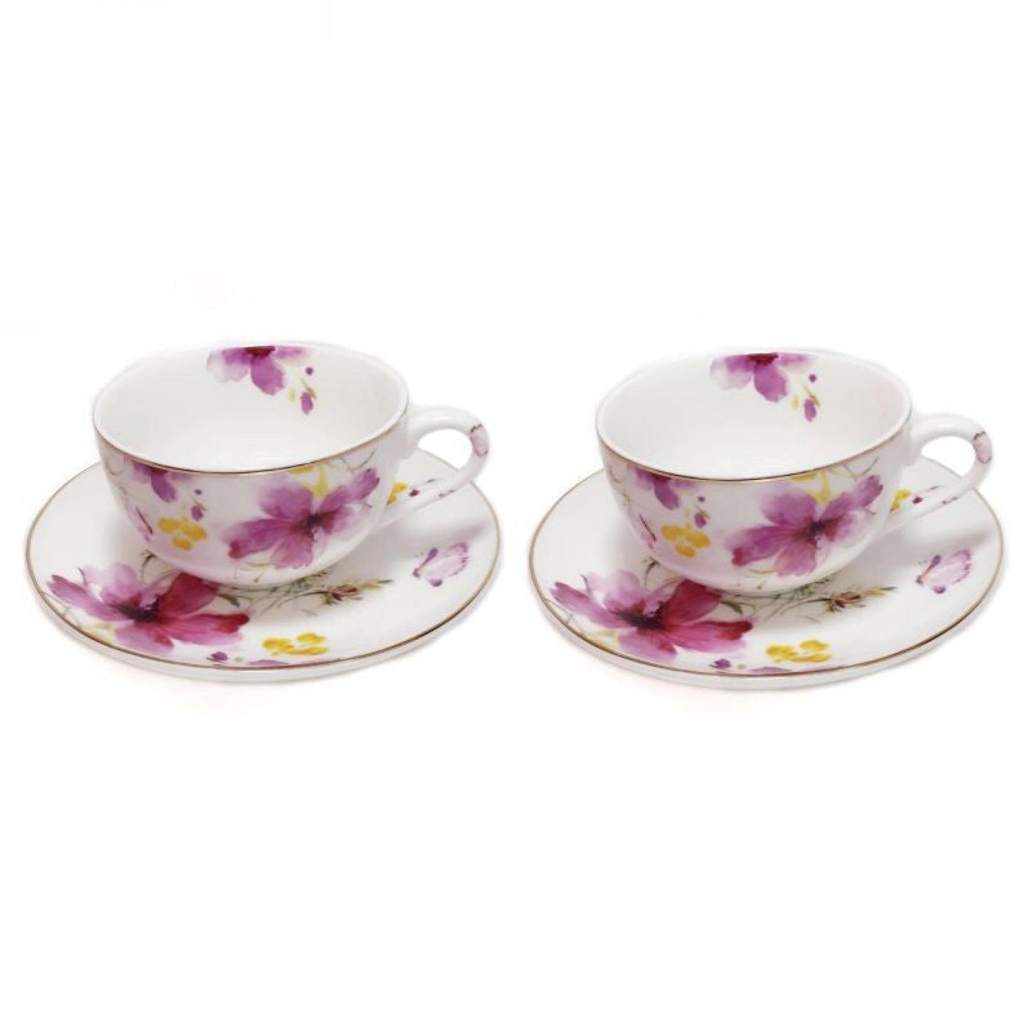 Set Of 2 Delicate Flowers Cup & Saucer