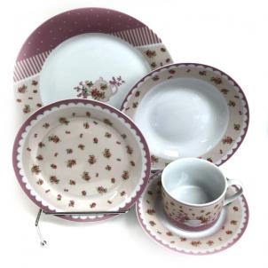 Set Of 20 Pink Garden Print Dinner Set