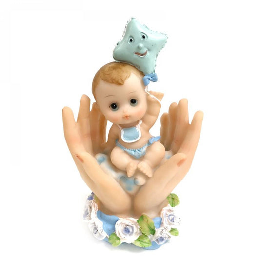 Baby Holding A Kite Sitting In Cupped Hands Figurine