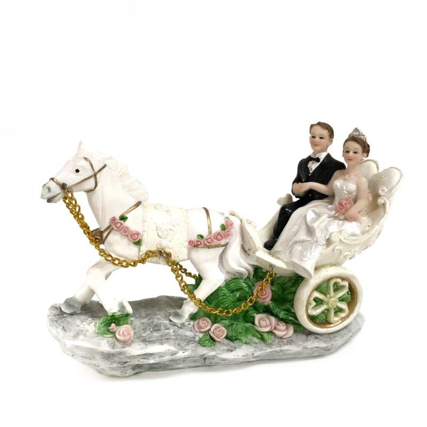 Newlyweds In A Horse Drawn Cart Figurine