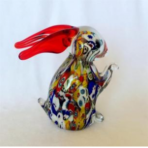 Multi-Color Bunny Glass Figurine