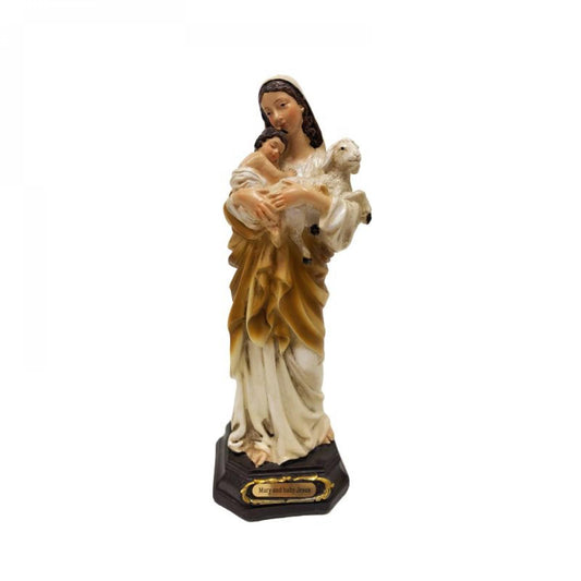 Mother Mary With Jesus And Lamb Figurine