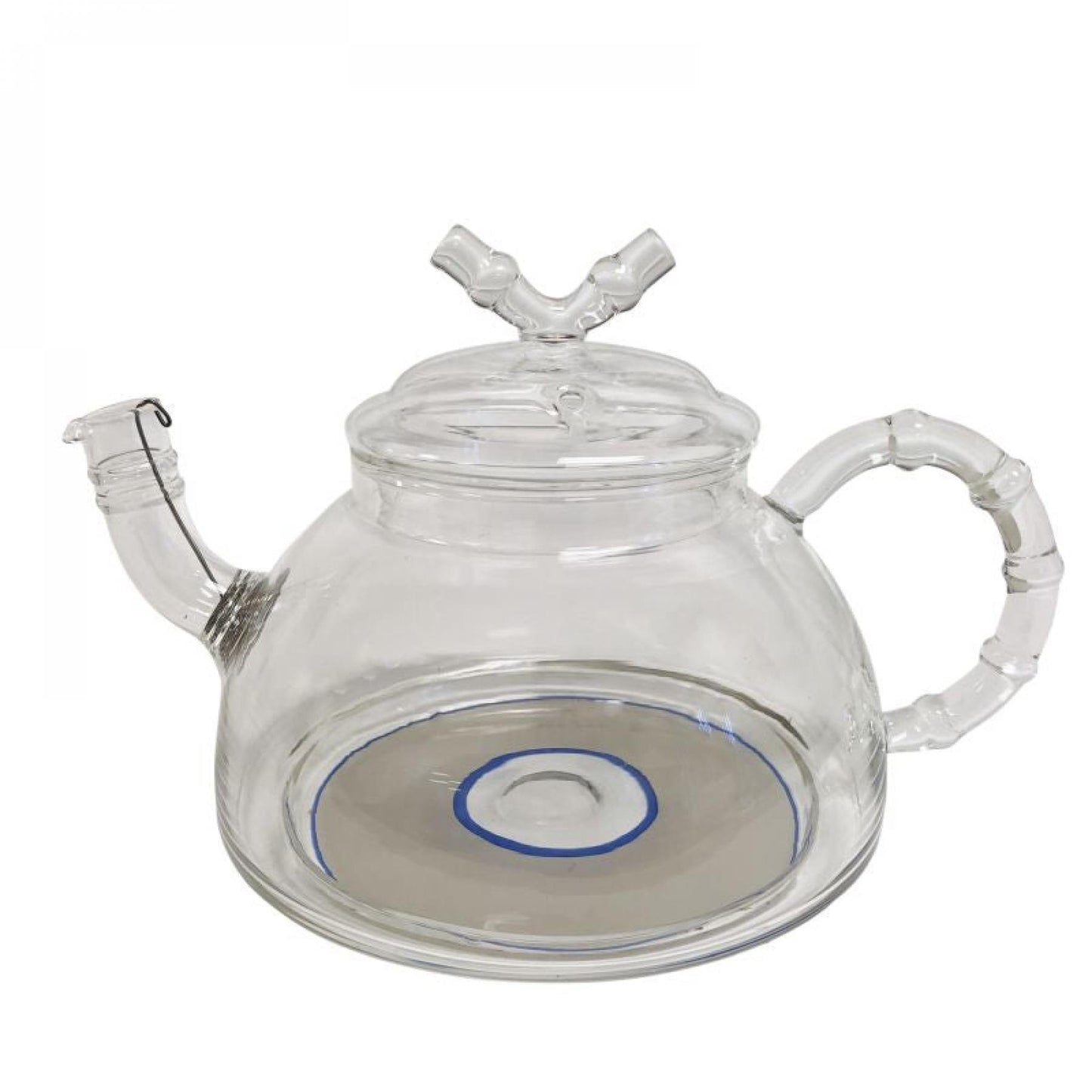 Clear With Bamboo Look Handle And Lid Teapot