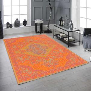 Fiesta Reversible Outdoor Plastic In Orange And Gray Pattern Rug