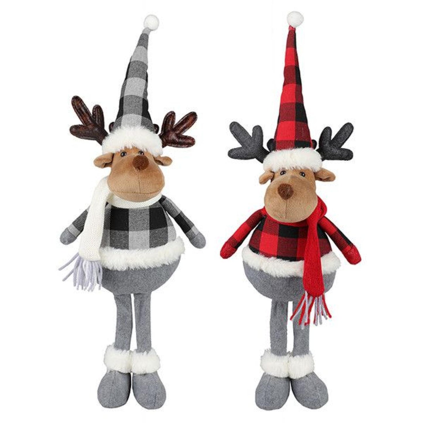 Set Of 2 Assorted Standing Moose Christmas Decor