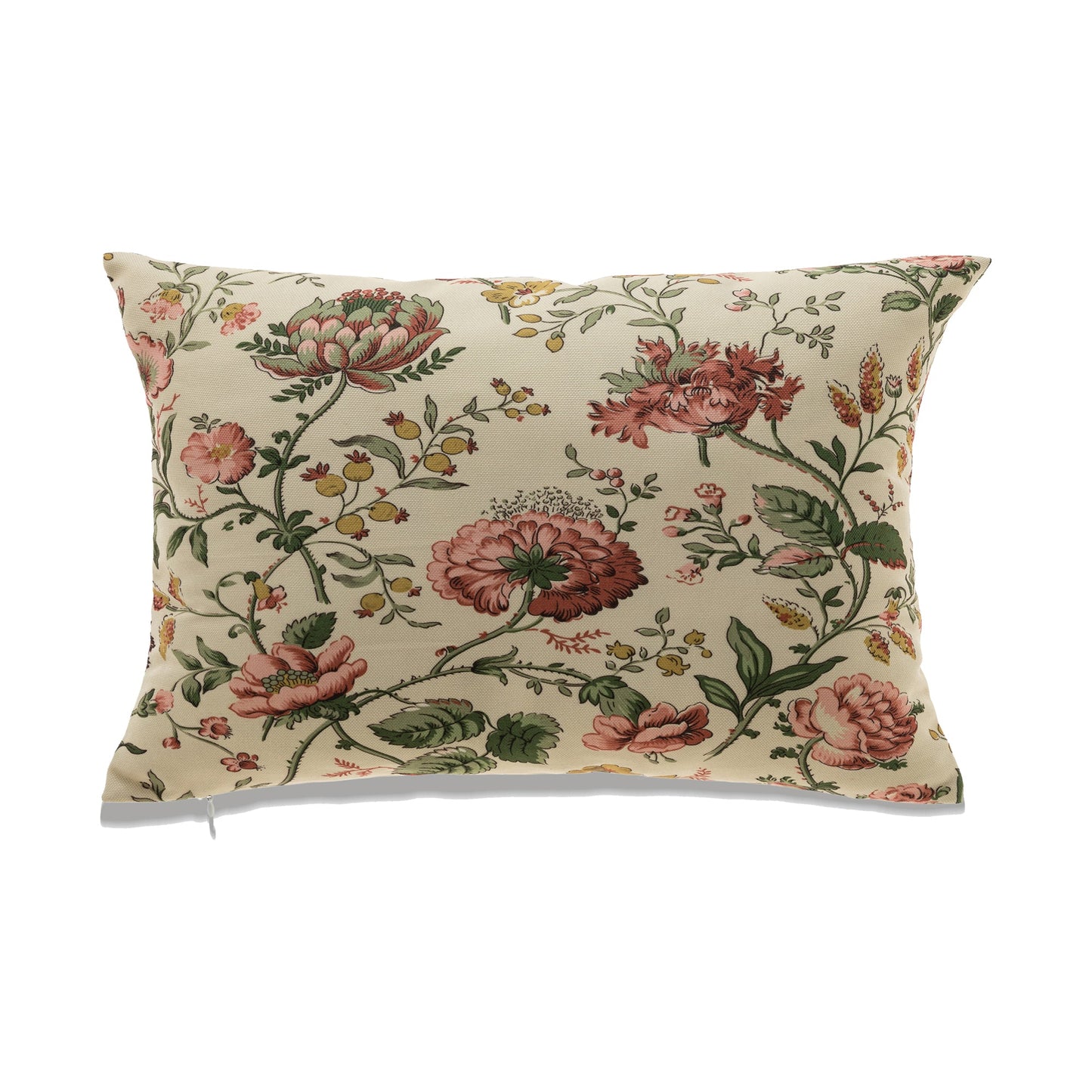 Rectangular Pink Flowers On White With Feather Down Insert Pillow