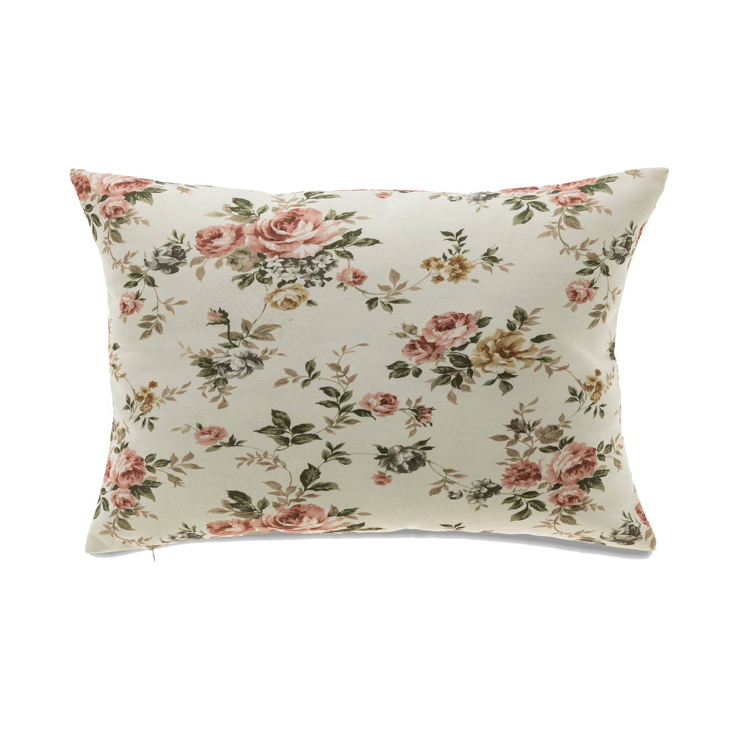 Rectangular Pink Roses On Ivory With Feather Down Insert Pillow