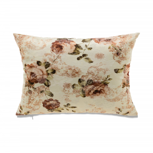 Pink Tone Flowers On White Base Throw With Feather Down Insert Pillow