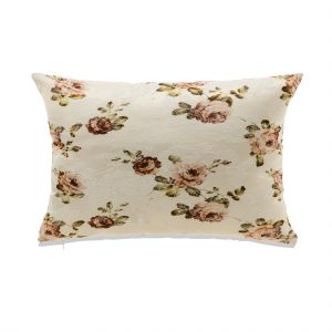 Delicate Pink Tone Flowers On White Base With Feather Down Insert Pillow