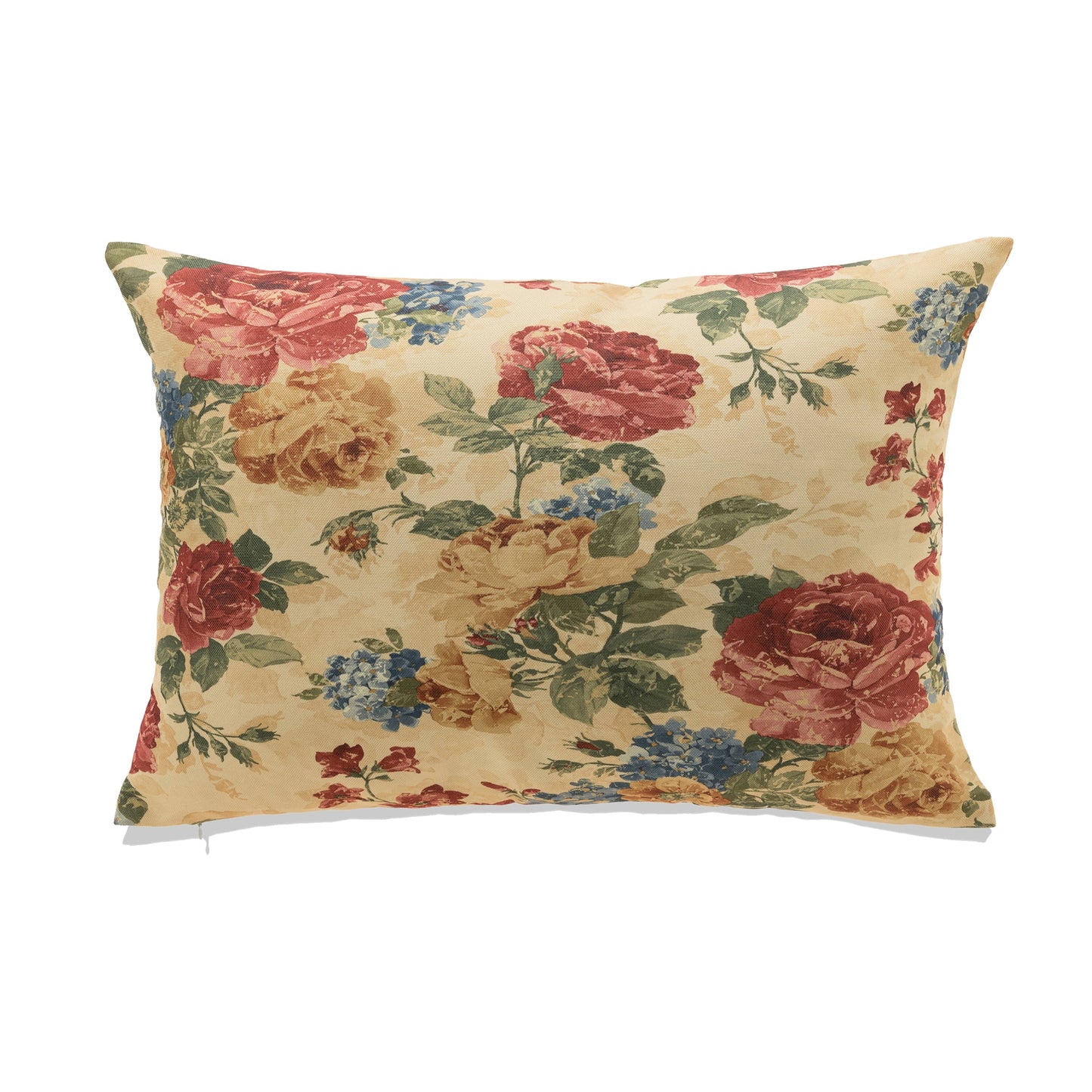 Multi Colored Flowers On Cream Background With Feather Down Insert Pillow