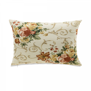 Floral Print On White Background With Feather Down Insert Pillow