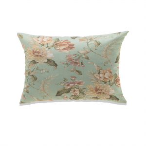 Pink Flowers On Light Green Background With Feather Down Insert Pillow