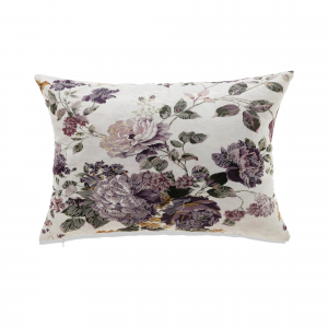 Purple Flowers On A White Background With Feather Down Insert Pillow