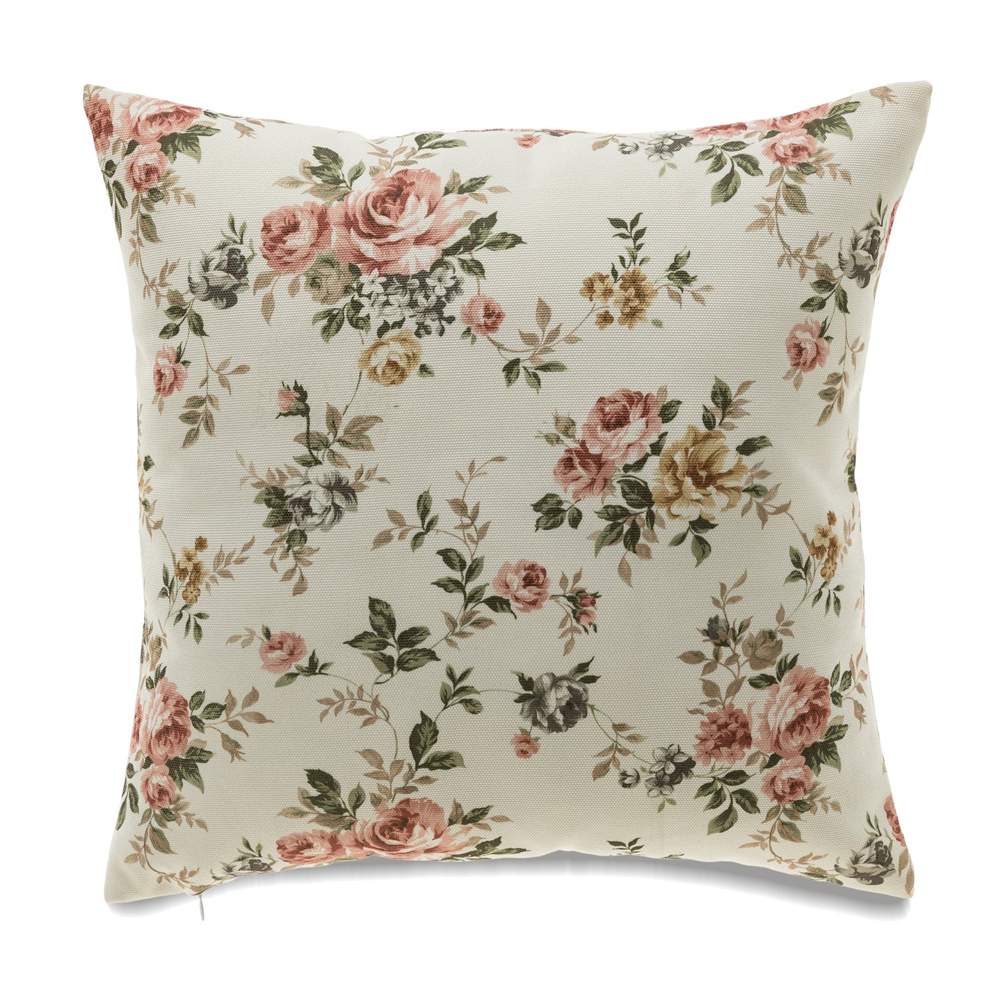 Pink Roses On Ivory With Feather Insert Pillow