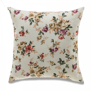 Pink Roses On Ivory Background With Feather Down Insert Pillow