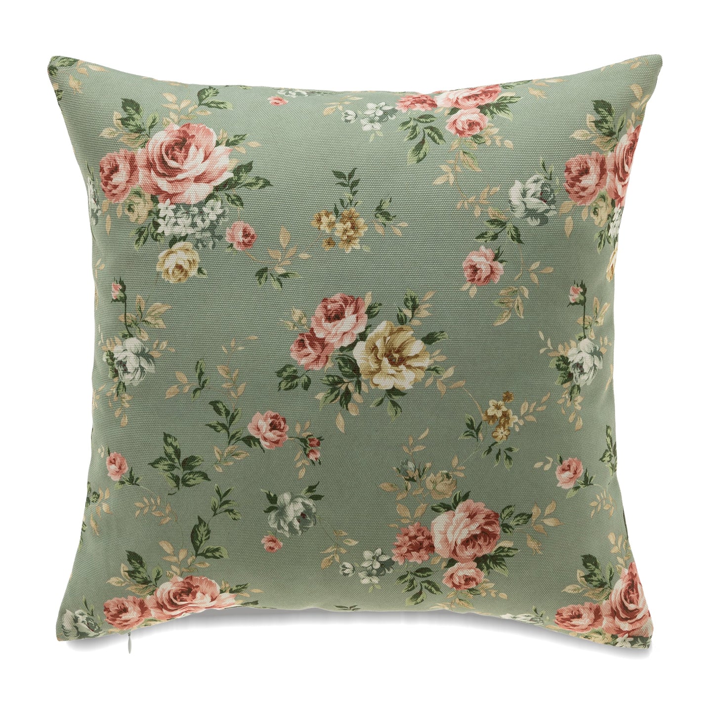 T35Pink Rose On Green Base With Feather Down Insert Pillow