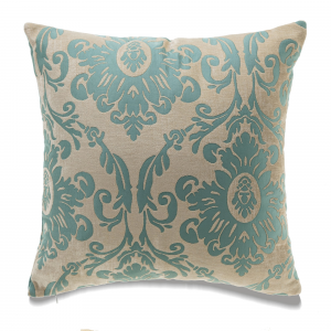 24 X 24 Inches Blue Pattern On Ivory Background With Feather Down Insert Pillow